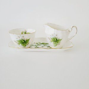 Royal Adderley Trillium Creamer, Sugar Bowl & Tray Petite Set Tea Party Decor